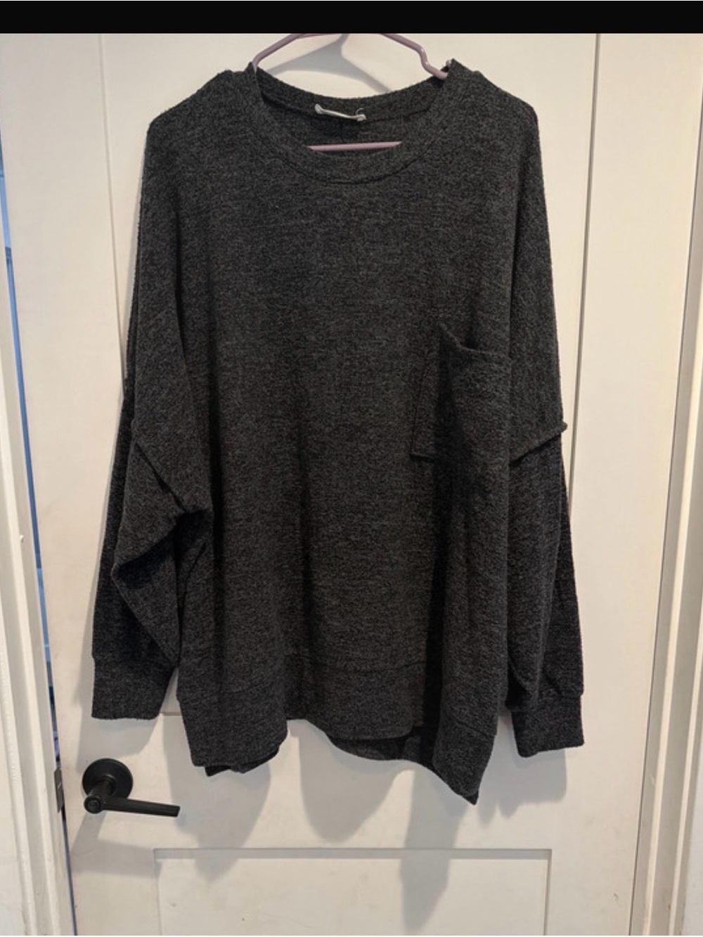 Zenana Outfitters Dark Gray Long Sleeve Pocket Tee